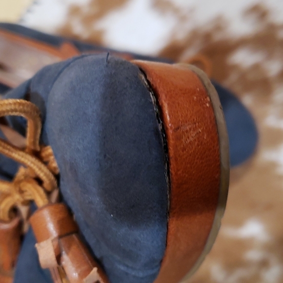 Anthropologie Miss Albright Navy Blue Suede Lace Up Heels Size 6 - Picture 7 of 7